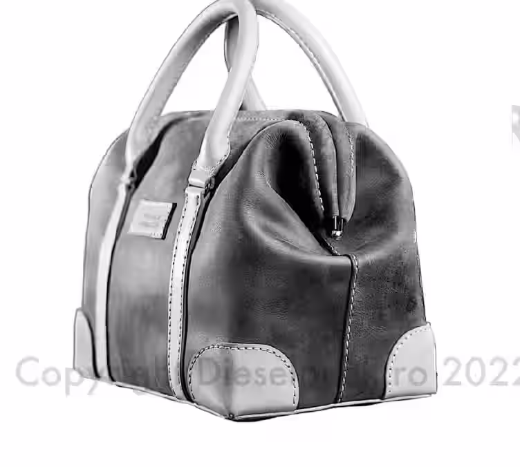 Выкройка кожаной сумки — саквояжа на металлическом механизме закрывания - 1