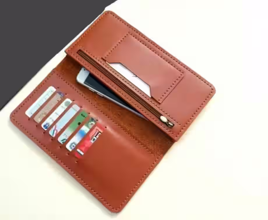 用于智能手机和银行卡的皮革长钱包的图案 - 1