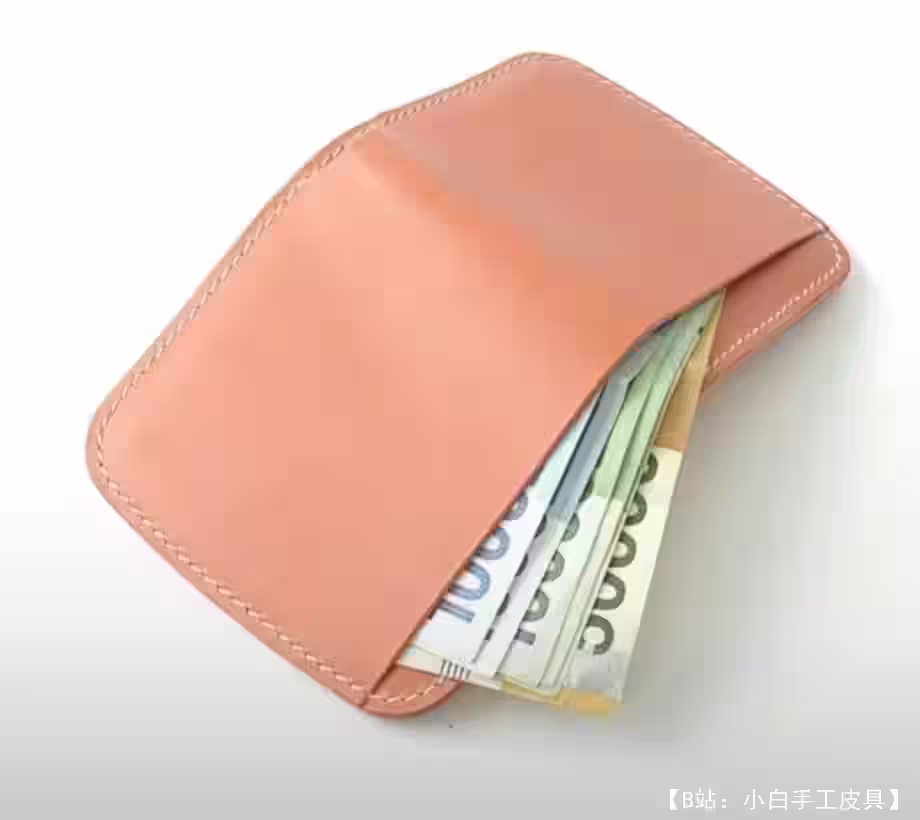 小型/简约皮革卡夹图案，带有外部钞票隔层 - 4