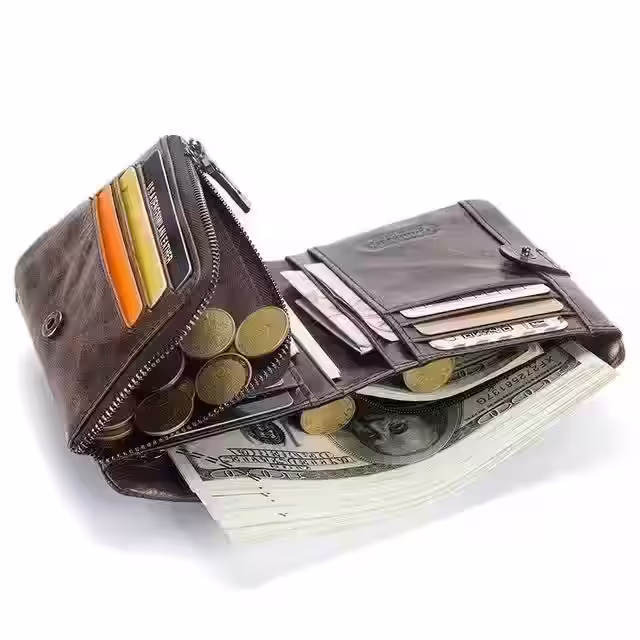 皮革双折图案，可存放零钱和现金 - 1