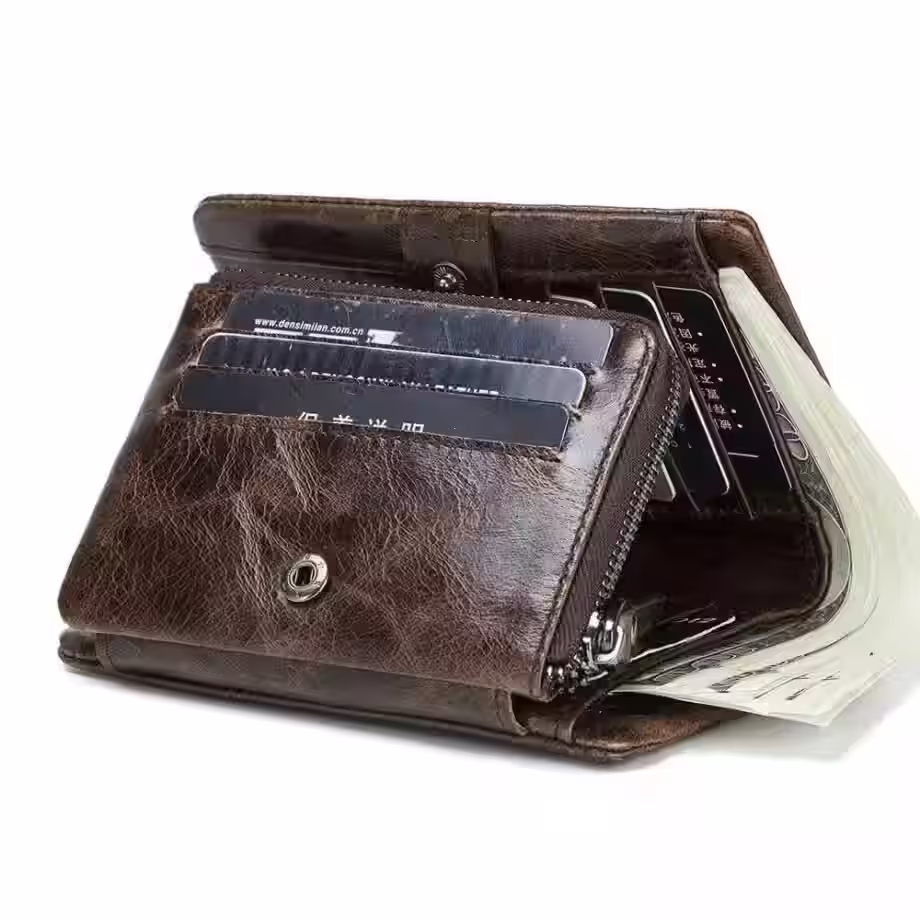 皮革双折图案，可存放零钱和现金 - 3