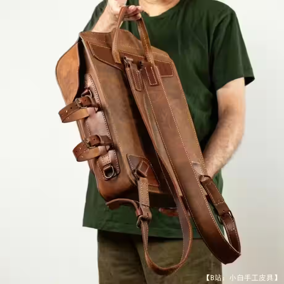 具有各种紧固件的皮革背包的图案 - 2