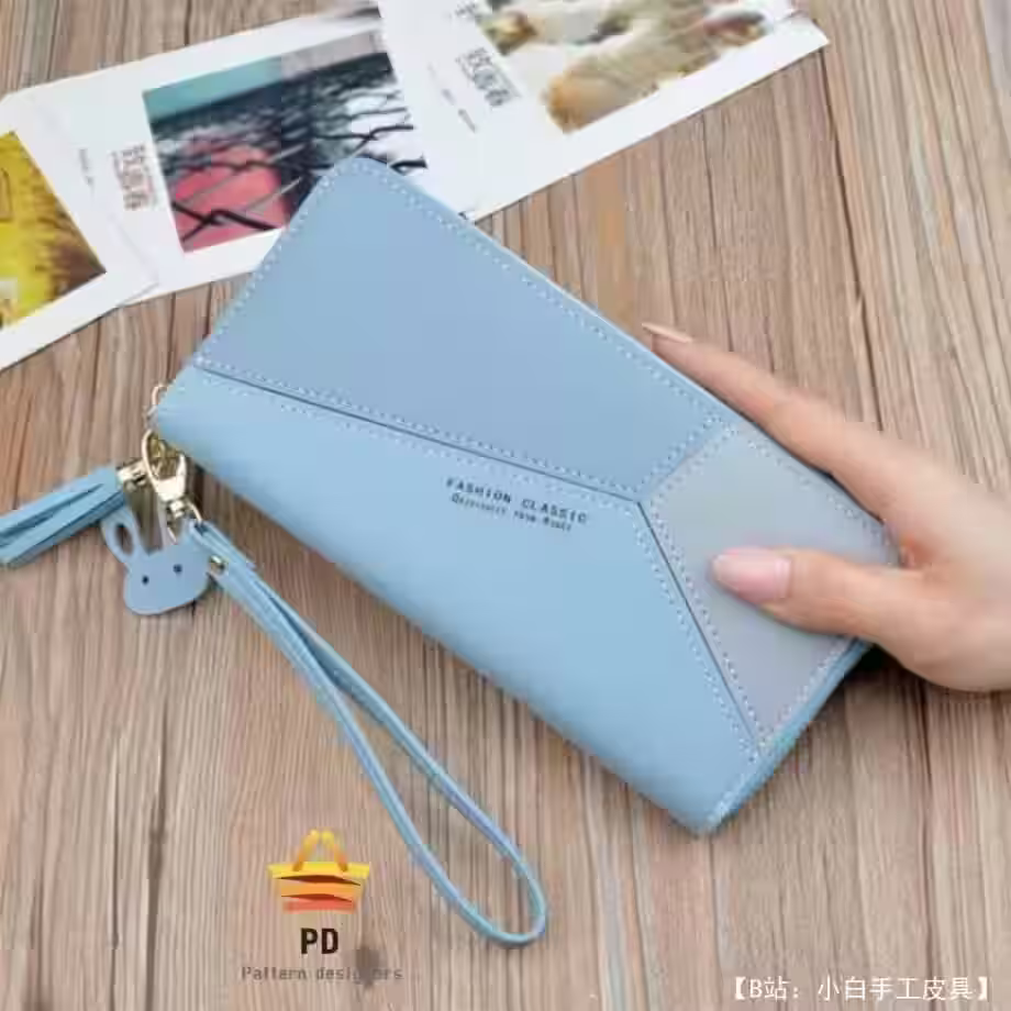 带拉链的皮革长钱包的图案 - 3