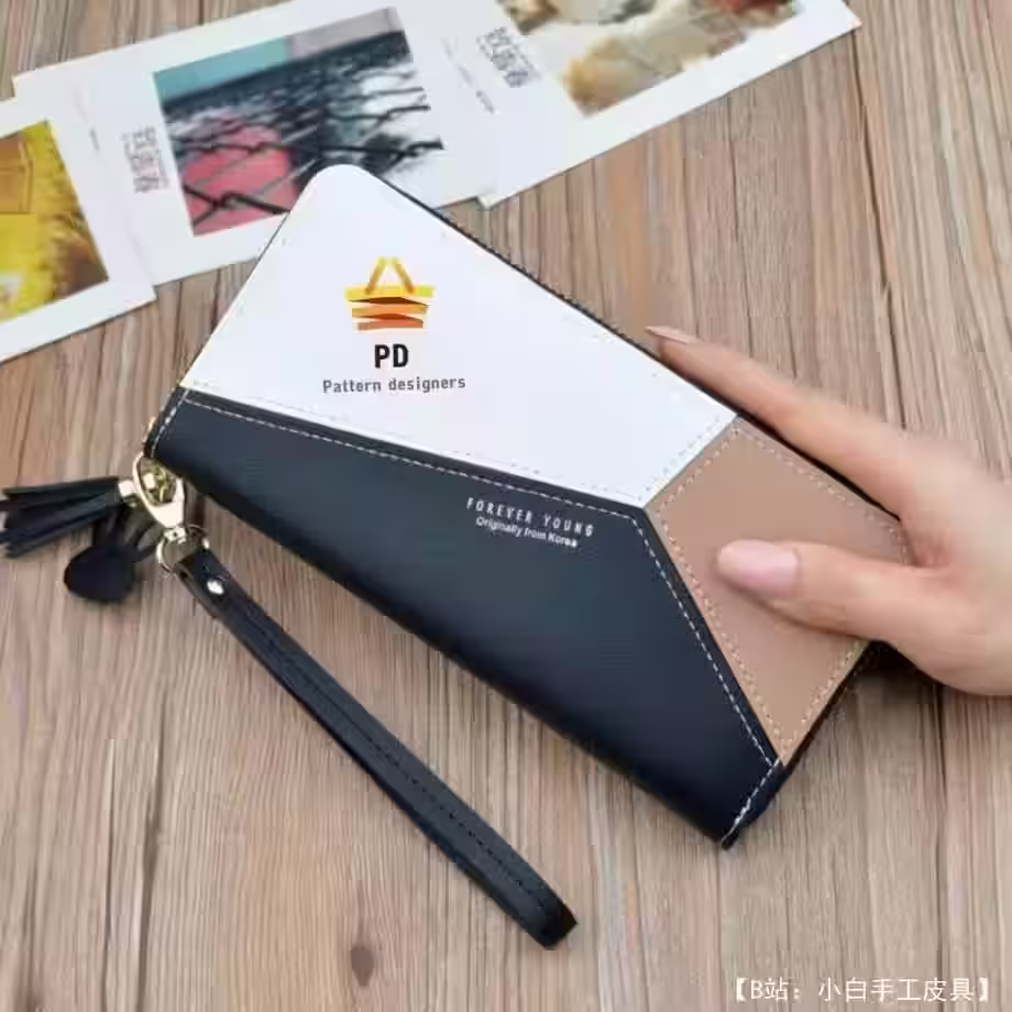 带拉链的皮革长钱包的图案 - 4