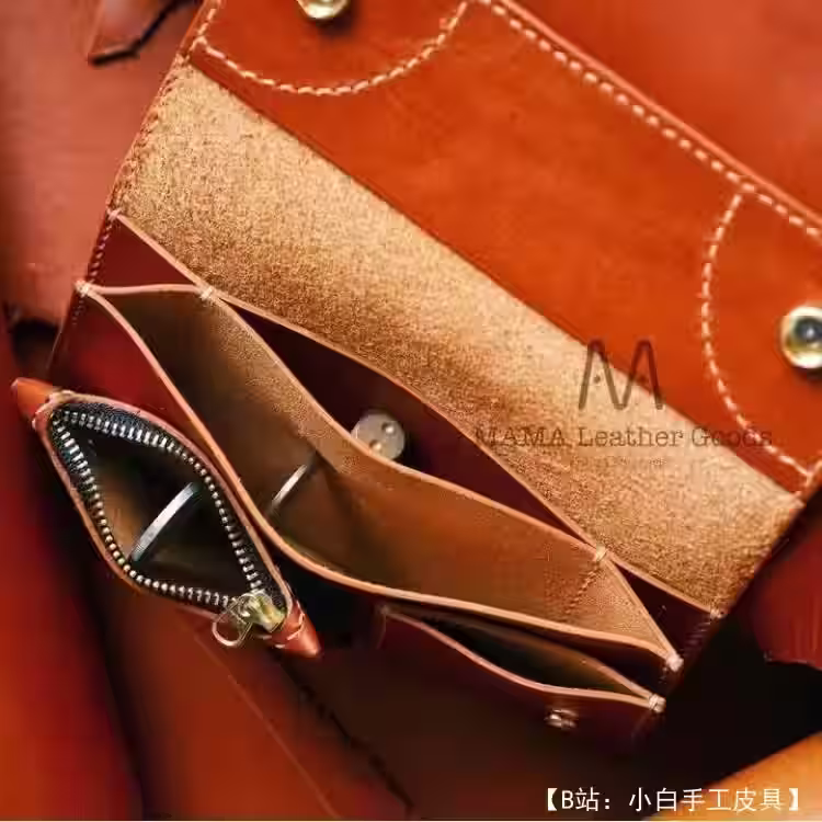 带按钮的大皮革钱包（较长）的图案 - 2