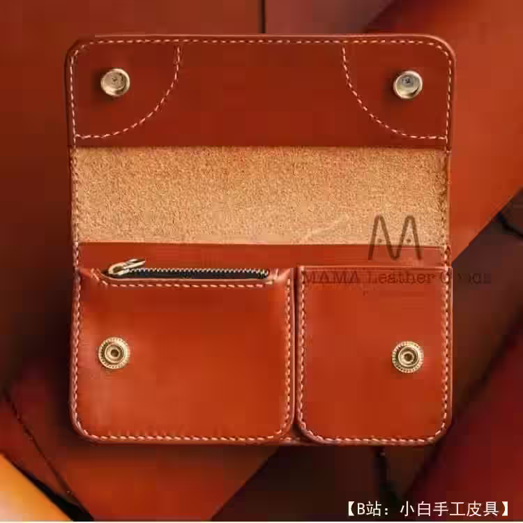 带按钮的大皮革钱包（较长）的图案 - 3