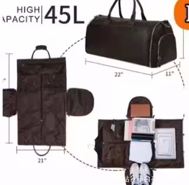 带拉链的大皮革旅行包的图案 - 2