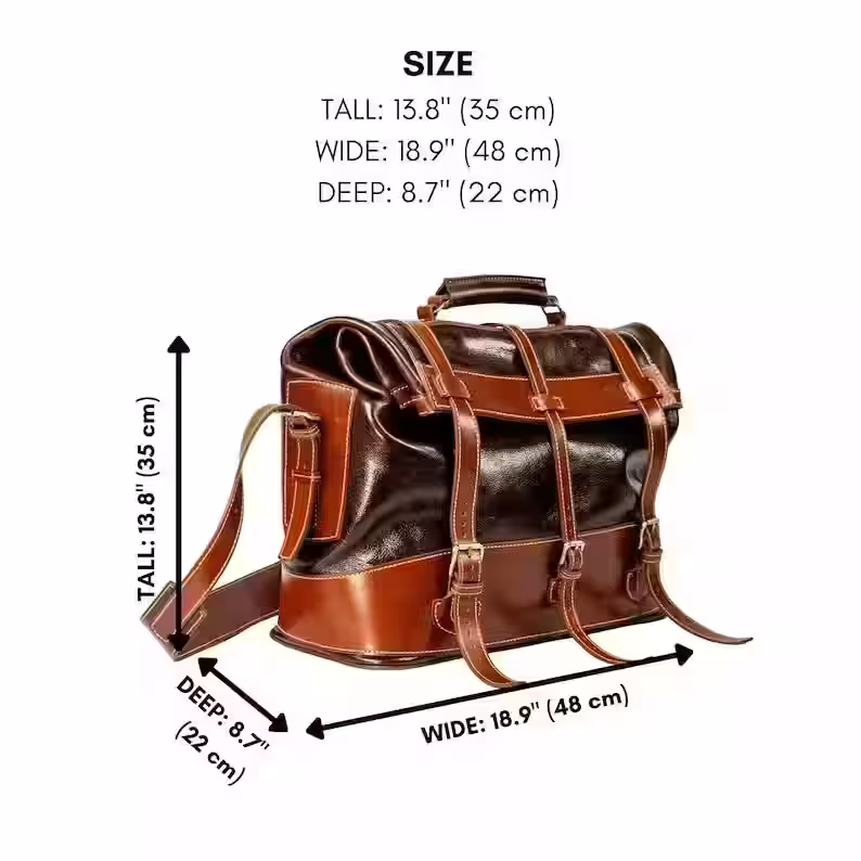 用于文件、笔记本电脑或旅行包的大型皮革邮差包的图案 - 2