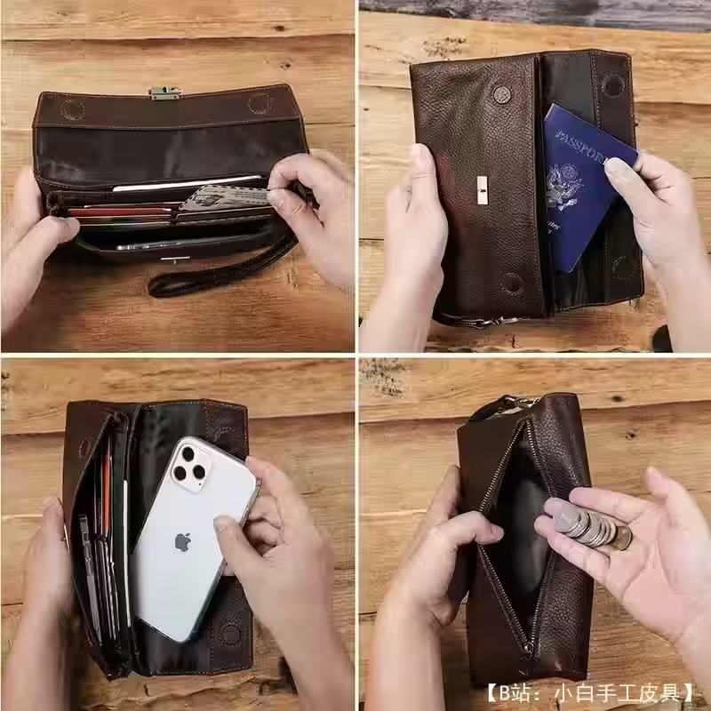 男士皮革手拿包的图案 - 2