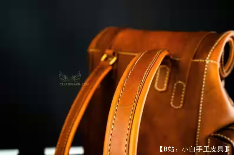 大号皮革卷顶背包的图案 - 6