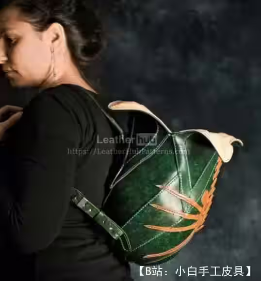 来自外星宇宙的鸡蛋形状的皮革背包的图案 - 1