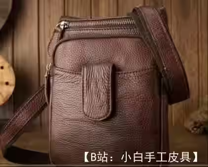 带拉链的皮革斜挎包的图案 - 1