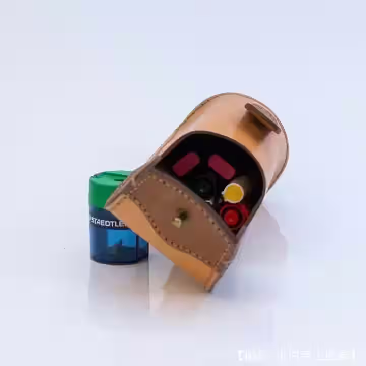 带按钮的皮革铅笔盒的图案 - 2