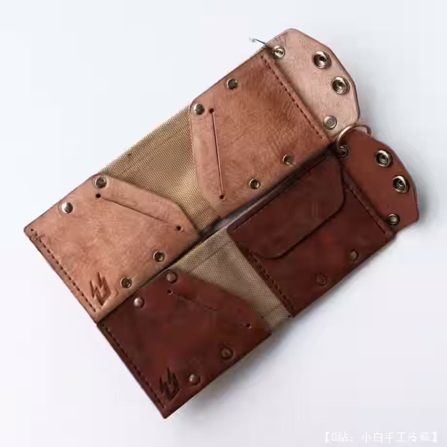 带按钮的不寻常双折皮革钱包的图案 - 1