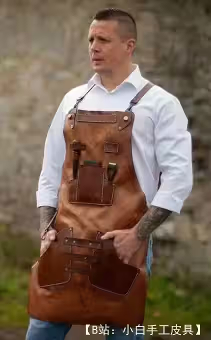 有许多工具口袋的皮围裙的图案 - 1