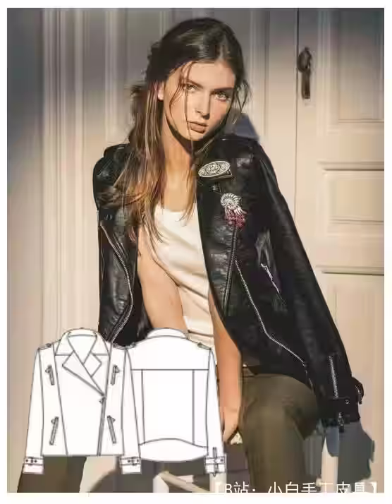 36 至 54 码浅色女式皮革夹克图案 - 1