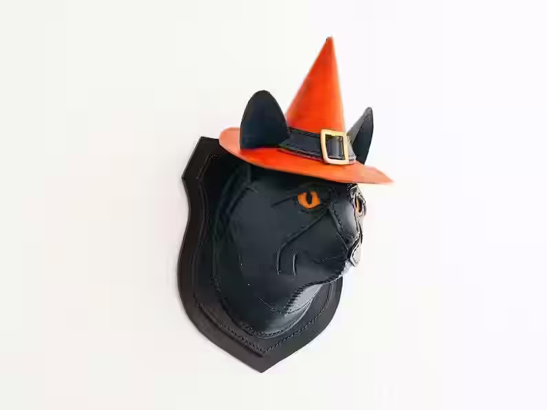 墙上的皮革猫头图案 - 2