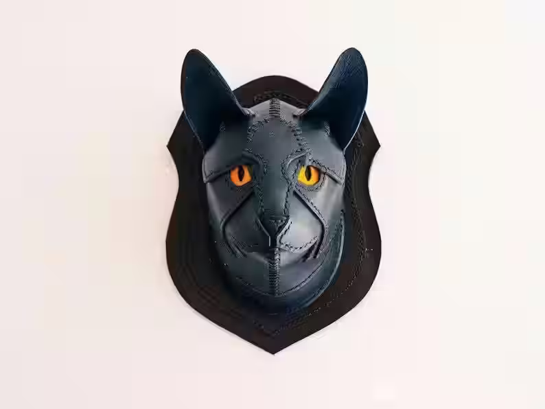 墙上的皮革猫头图案 - 3