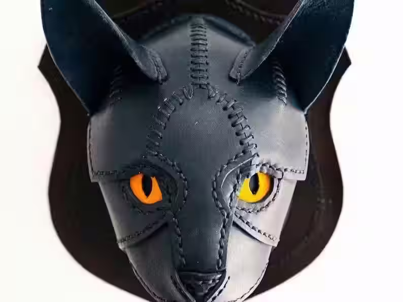 墙上的皮革猫头图案 - 5