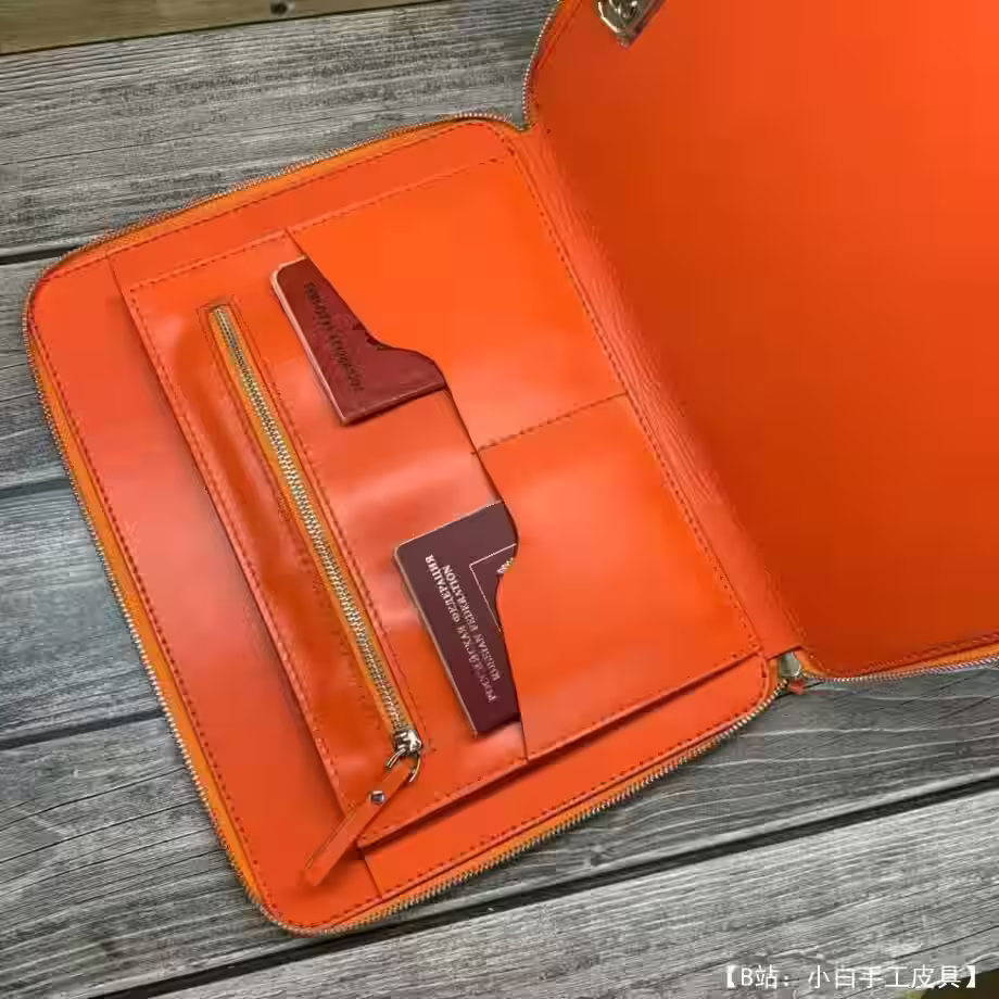 用于 A4 文档的带拉链文档的皮革文件夹图案（尺寸 327x258 毫米） - 2