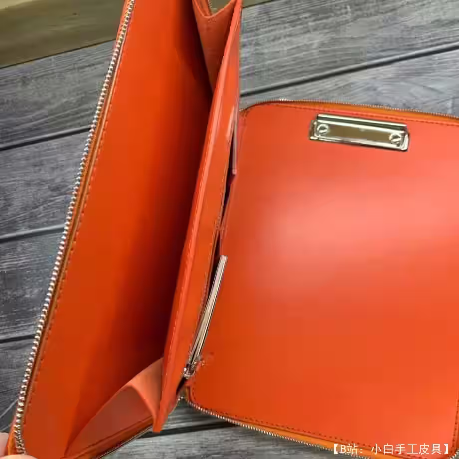 用于 A4 文档的带拉链文档的皮革文件夹图案（尺寸 327x258 毫米） - 6