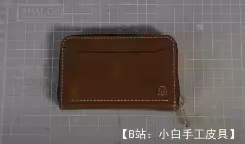 带银行卡和现金拉链的皮革钱包的图案 - 1