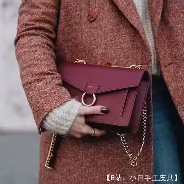 图案皮革小号女士手提包 - 2