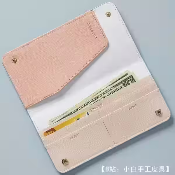 带登机牌隔层的皮革长钱包图案 - 1