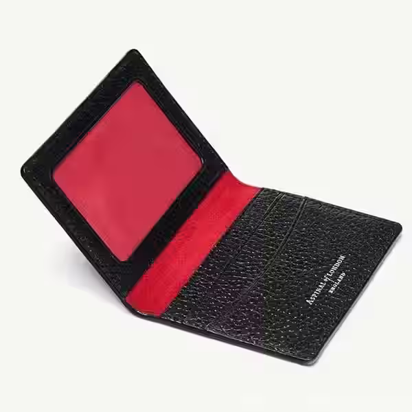 皮革卡夹图案，带有透明隔层，可放置许可证或通行证 - 1