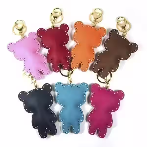 钥匙熊形状的皮革钥匙扣图案 - 2