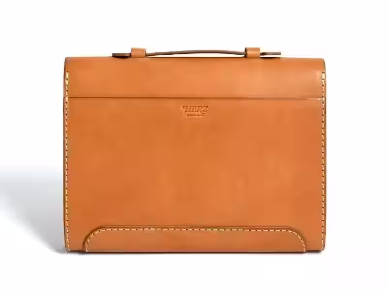 文件用经典薄皮革公文包的图案 - 2