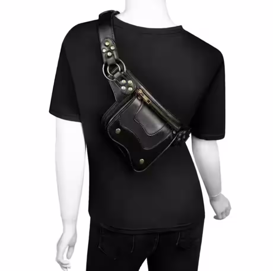 用于存放文件和智能手机的皮革女式腰包的图案 - 5