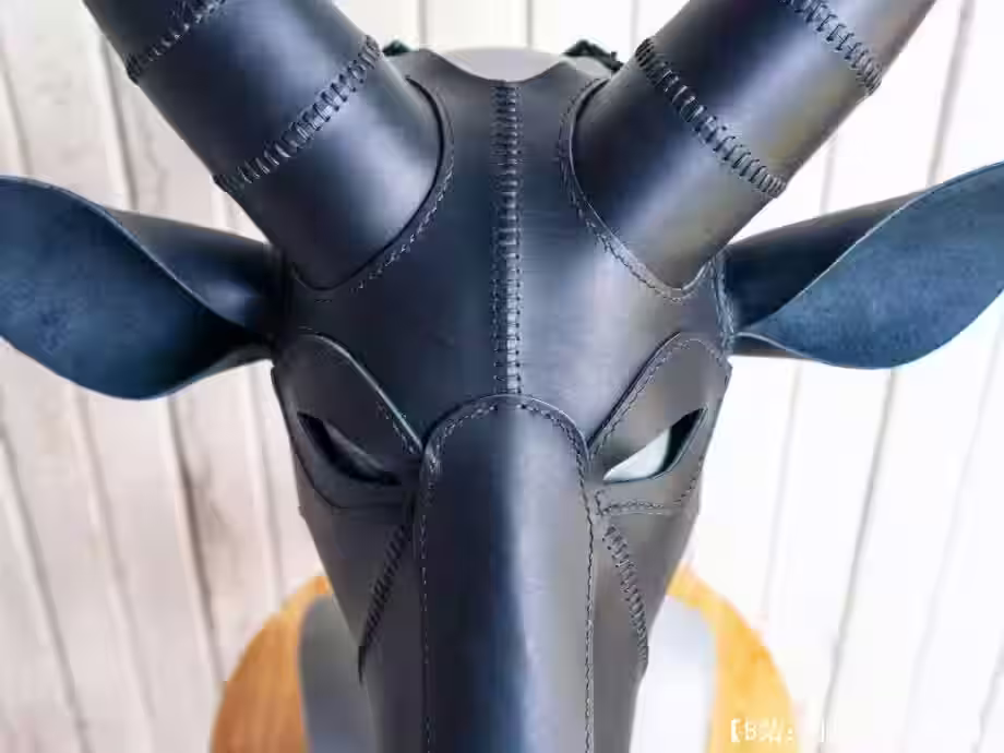 皮革哥特式山羊面具图案 - 3