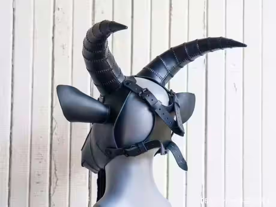 皮革哥特式山羊面具图案 - 4