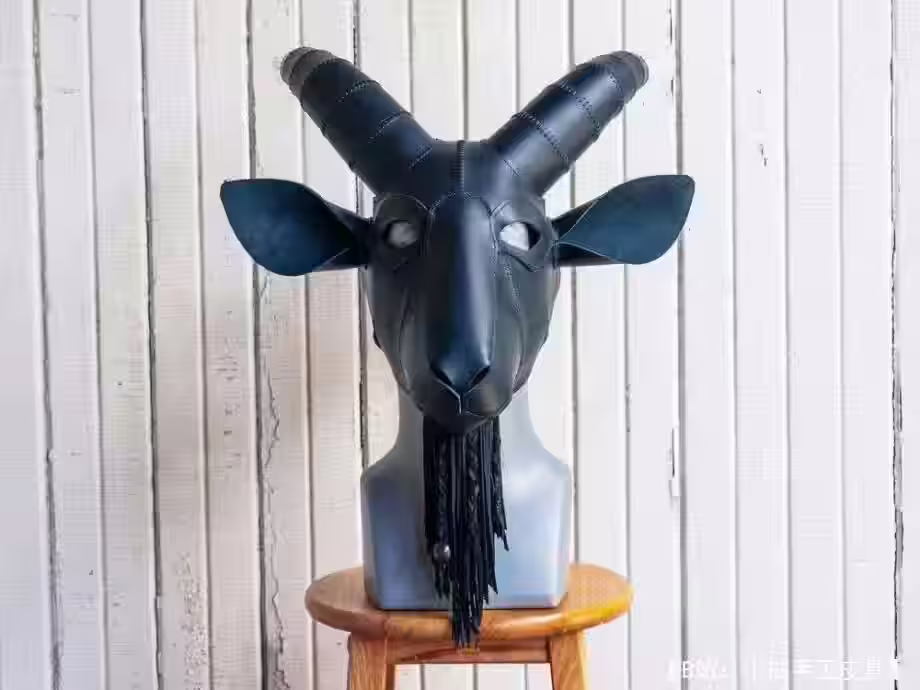 皮革哥特式山羊面具图案 - 5