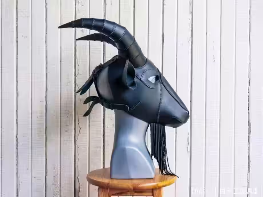 皮革哥特式山羊面具图案 - 6