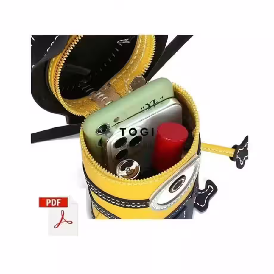 小黄人形状拉链皮革铅笔盒的图案 - 2