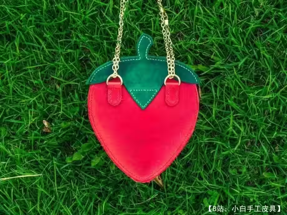 草莓形状女式单肩包图案 - 2