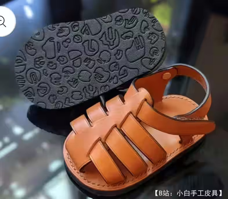 真皮儿童凉鞋图案 - 2