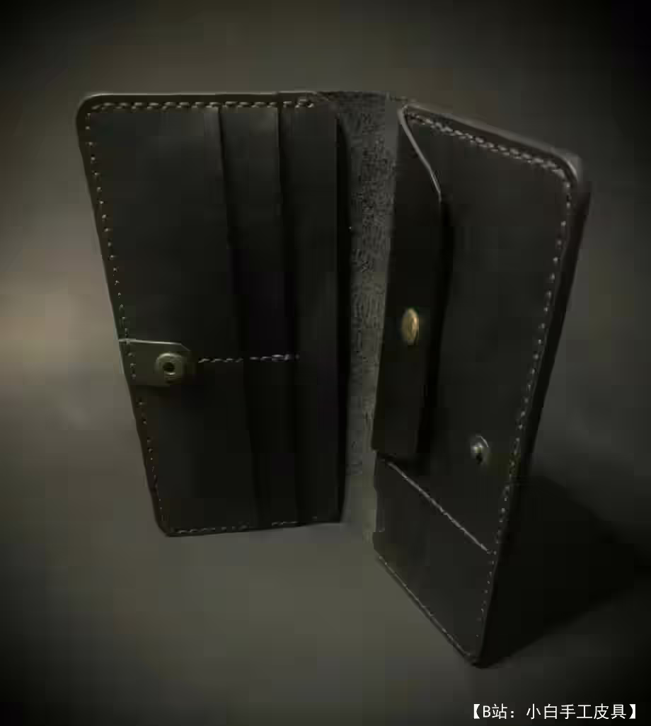 带硬币隔层的皮革长钱包的图案 - 2