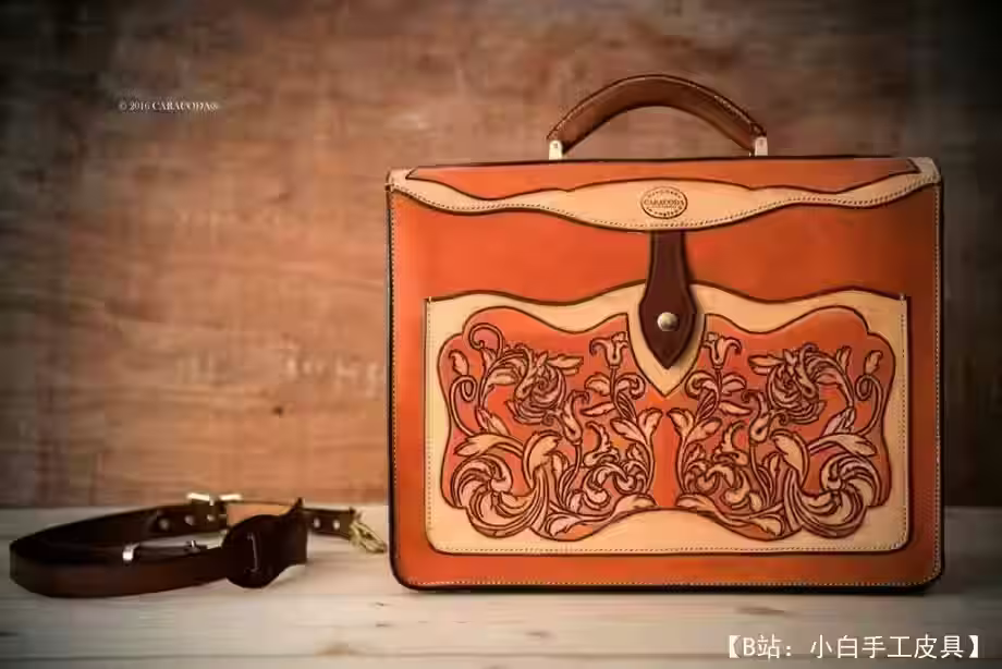 图案皮革不寻常复古公文包 - 4