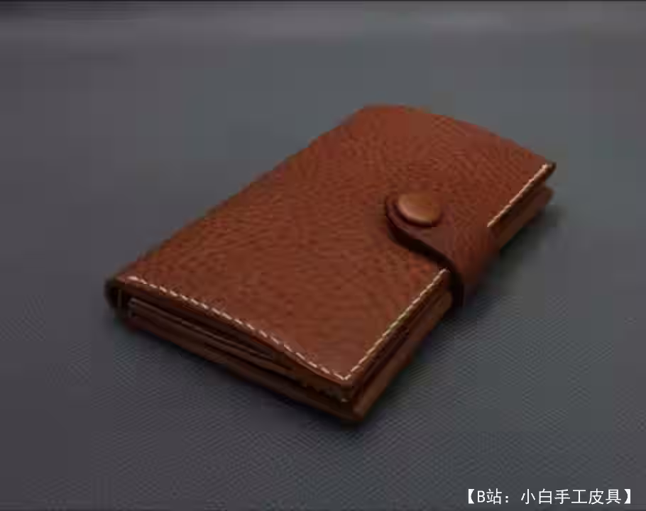 带按钮的皮革长钱包的图案 - 3