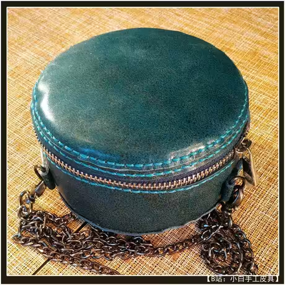 图案小圆形皮革女式手提包斜挎包 - 1