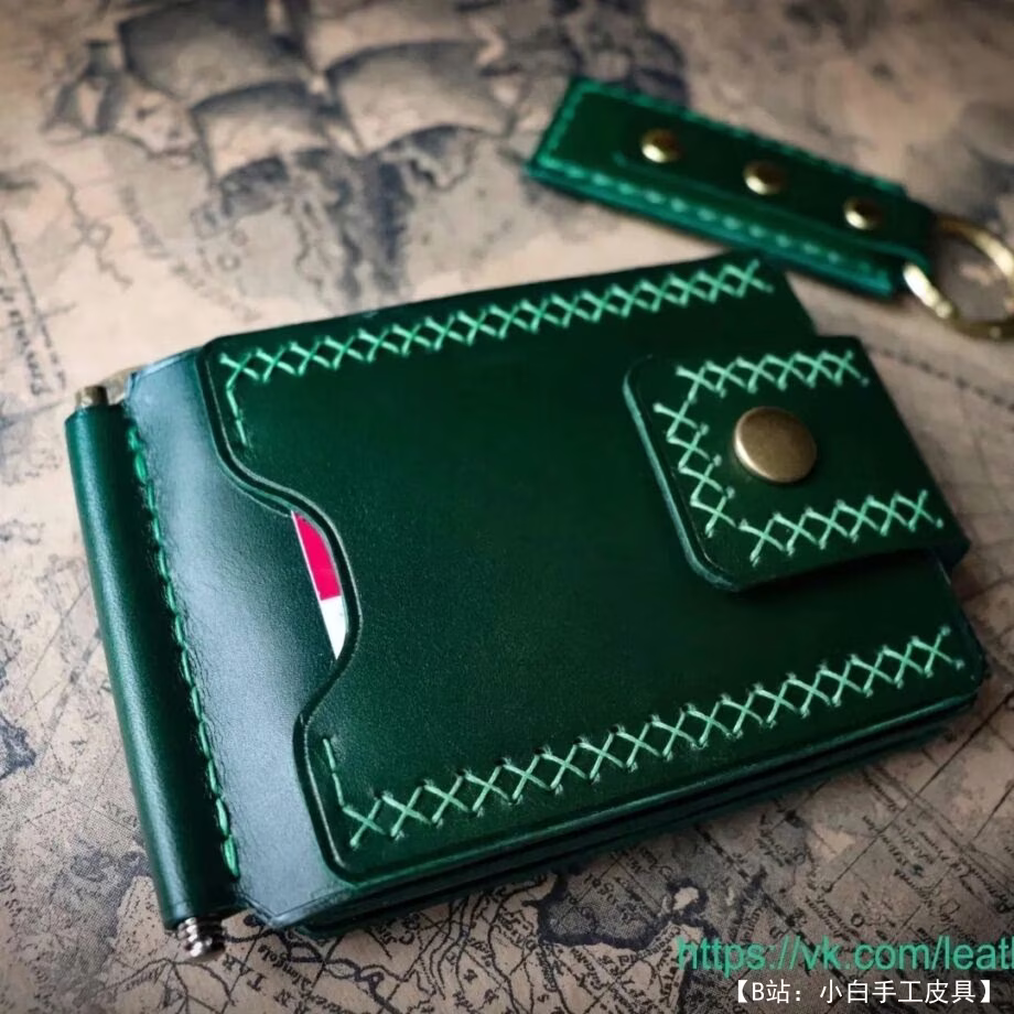 带硬币夹的纸币皮革夹图案 - 2