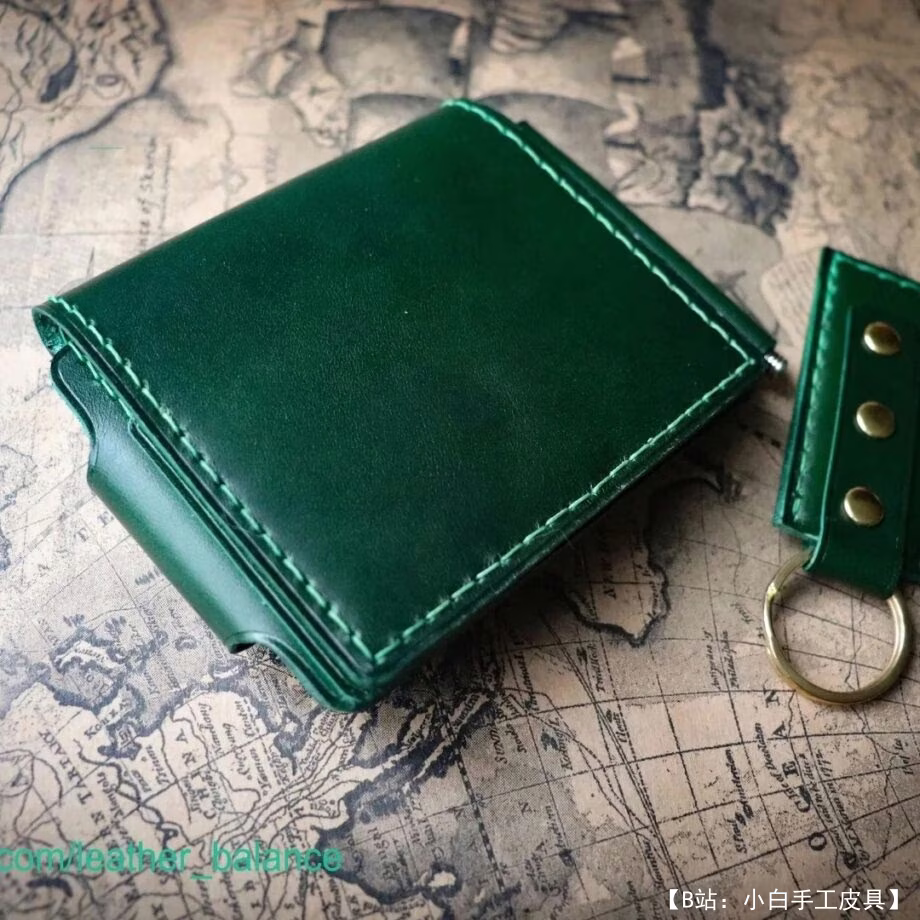 带硬币夹的纸币皮革夹图案 - 3