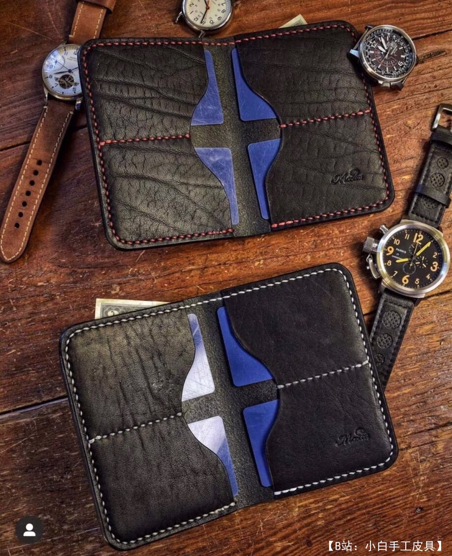 皮革简约双折钱包图案 - 2