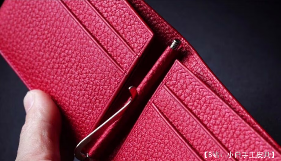 带钞票夹的双折皮革钱包图案（钱夹钱包） - 3