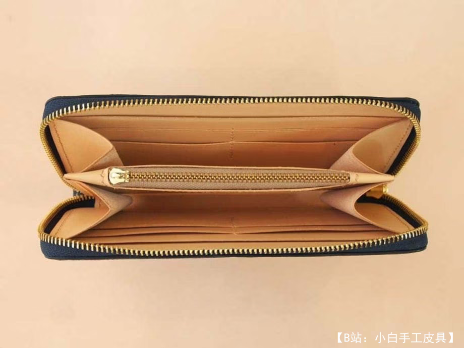 皮革长钱包（较长）的图案，带拉链，带小零钱隔​​层 - 2