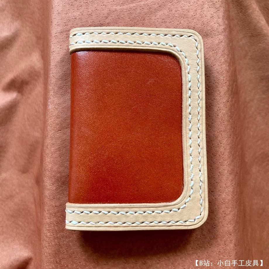 可容纳 6 张钞票的紧凑型皮革钱包的图案，带有由织物或任何其他材料制成的插件 - 1