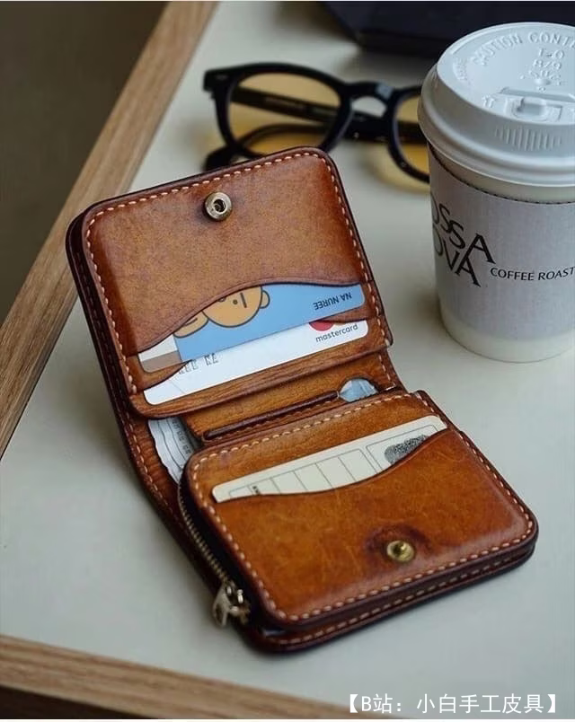 拉链皮革钱包图案 - 2